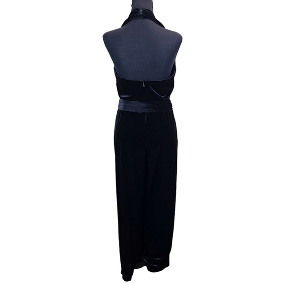 Banana Republic Womens Petite Velvet Halter Neck Jumpsuit 10P Black Party Chic - Picture 4 of 13
